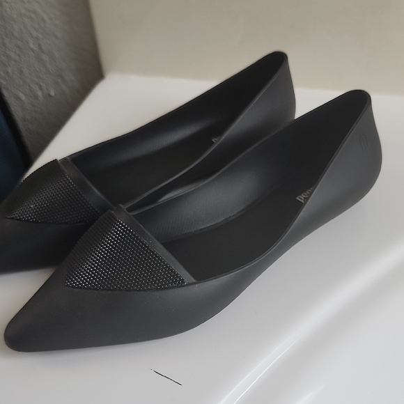 Melissa Black Flats with Textured Detail - Picture 2 of 3